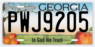 GA license plate PWJ9205