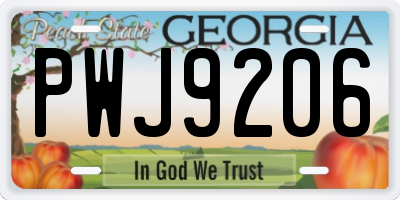 GA license plate PWJ9206