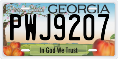 GA license plate PWJ9207