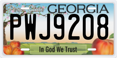 GA license plate PWJ9208