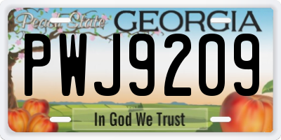 GA license plate PWJ9209