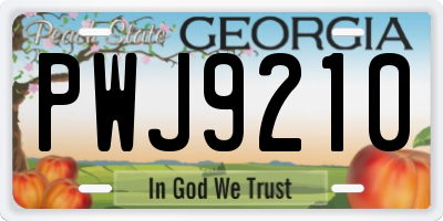 GA license plate PWJ9210