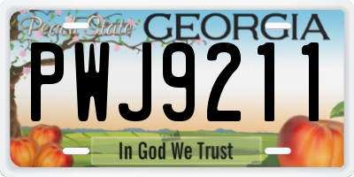 GA license plate PWJ9211