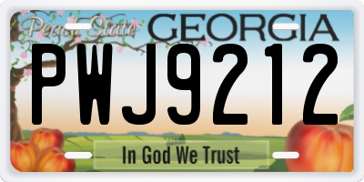GA license plate PWJ9212
