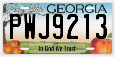GA license plate PWJ9213