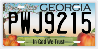 GA license plate PWJ9215