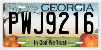 GA license plate PWJ9216