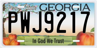 GA license plate PWJ9217