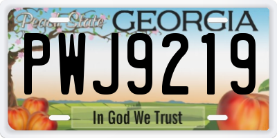 GA license plate PWJ9219