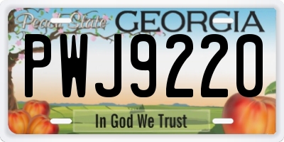 GA license plate PWJ9220