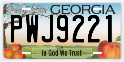 GA license plate PWJ9221
