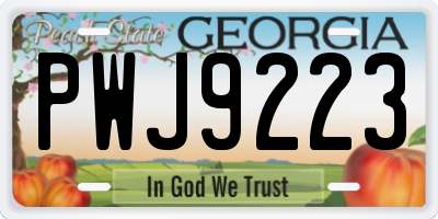 GA license plate PWJ9223