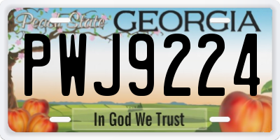 GA license plate PWJ9224