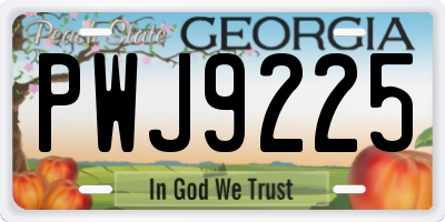 GA license plate PWJ9225