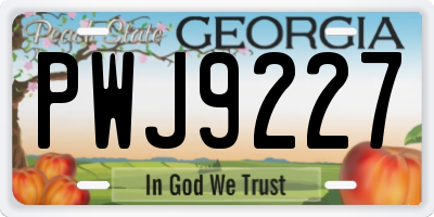 GA license plate PWJ9227