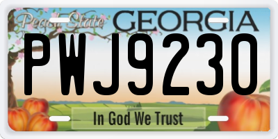 GA license plate PWJ9230