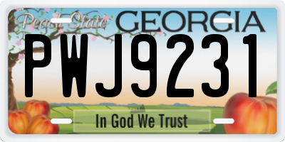 GA license plate PWJ9231
