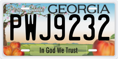 GA license plate PWJ9232