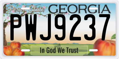 GA license plate PWJ9237