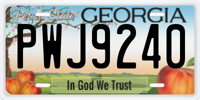 GA license plate PWJ9240