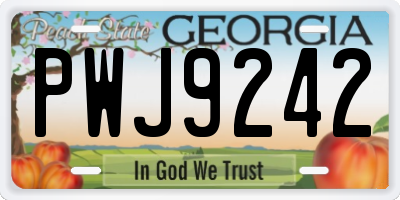 GA license plate PWJ9242