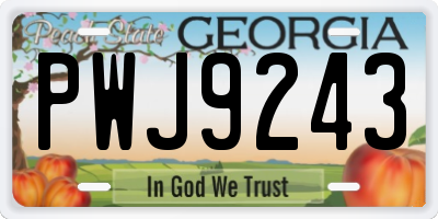 GA license plate PWJ9243