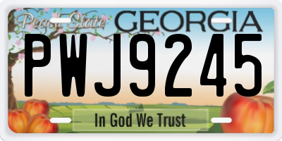 GA license plate PWJ9245