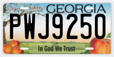 GA license plate PWJ9250