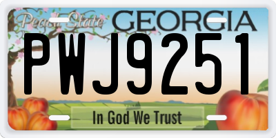 GA license plate PWJ9251