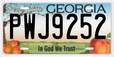 GA license plate PWJ9252