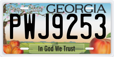 GA license plate PWJ9253