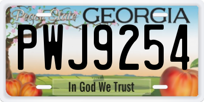 GA license plate PWJ9254
