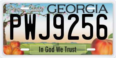GA license plate PWJ9256