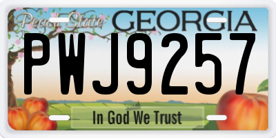GA license plate PWJ9257