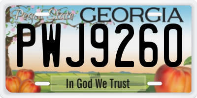GA license plate PWJ9260