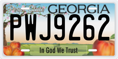 GA license plate PWJ9262