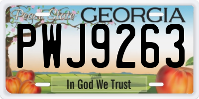 GA license plate PWJ9263