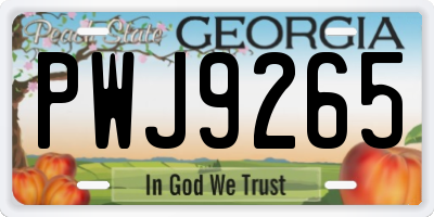 GA license plate PWJ9265