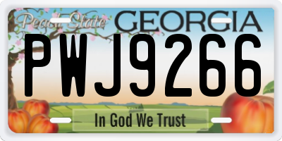 GA license plate PWJ9266
