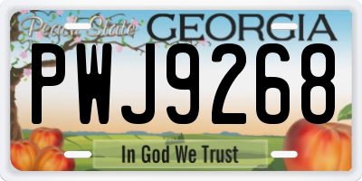 GA license plate PWJ9268