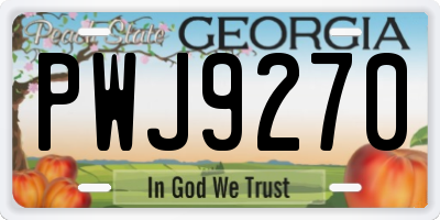 GA license plate PWJ9270