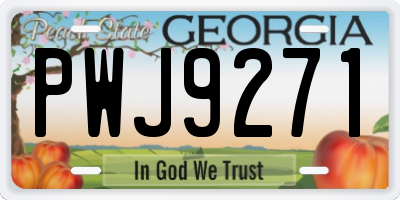 GA license plate PWJ9271