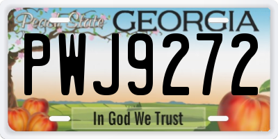 GA license plate PWJ9272