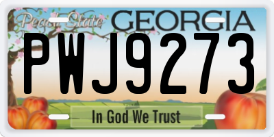 GA license plate PWJ9273