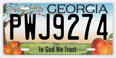 GA license plate PWJ9274