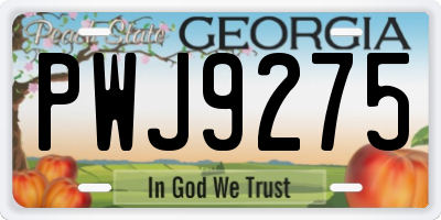 GA license plate PWJ9275
