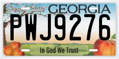 GA license plate PWJ9276