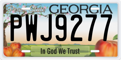 GA license plate PWJ9277