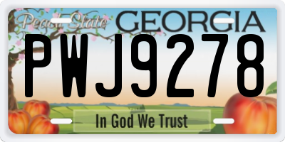 GA license plate PWJ9278