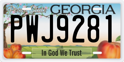 GA license plate PWJ9281